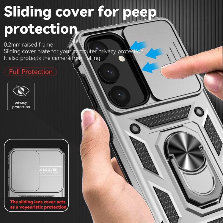 For Samsung Galaxy S24 5G Sliding Camshield Holder Phone Case(Silver)