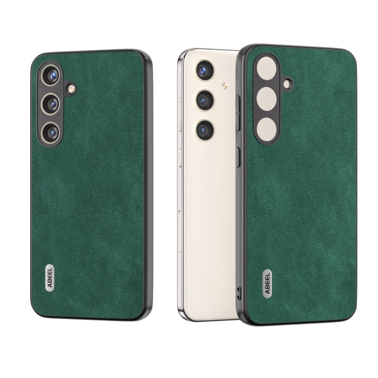 For Samsung Galaxy S24 5G ABEEL Elegant Series PU Leather Black Edge Phone Case(Green)
