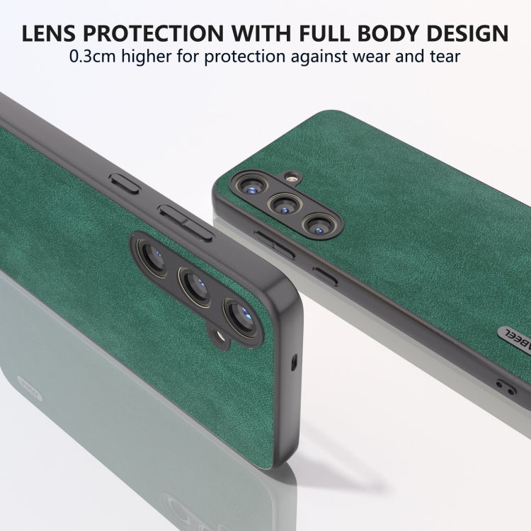 For Samsung Galaxy S24 5G ABEEL Elegant Series PU Leather Black Edge Phone Case(Green)