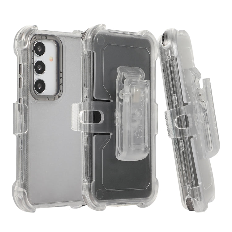For Samsung Galaxy S24 5G Frosted PC+TPU Phone Case with Back Clip(Transparent Black)