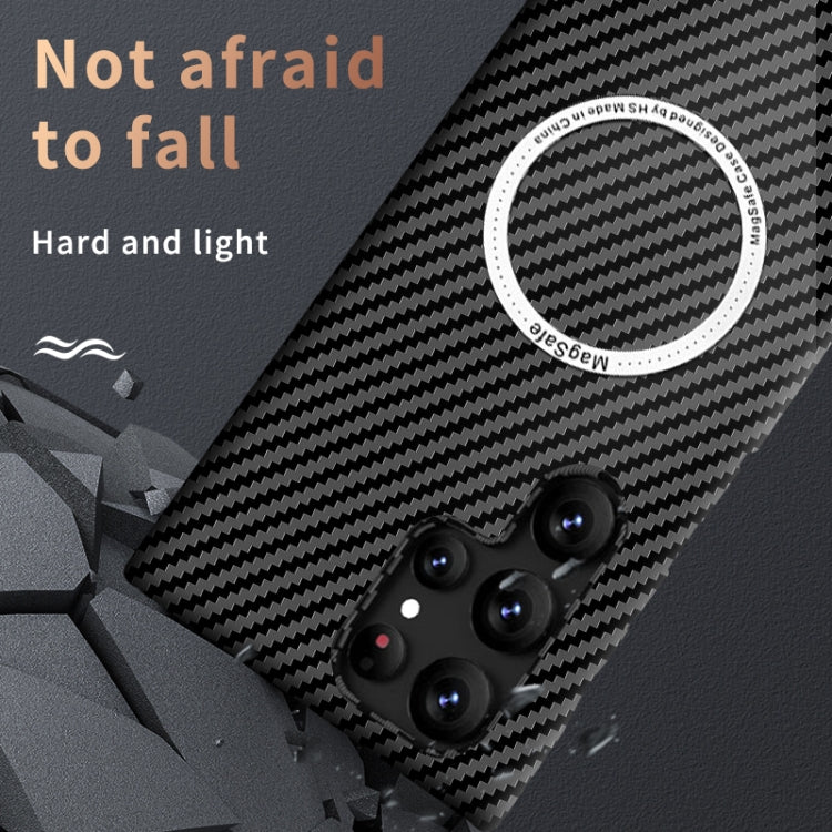 For Samsung Galaxy S24 5G Carbon Fiber Texture MagSafe Magnetic Phone Case(Black Blue)