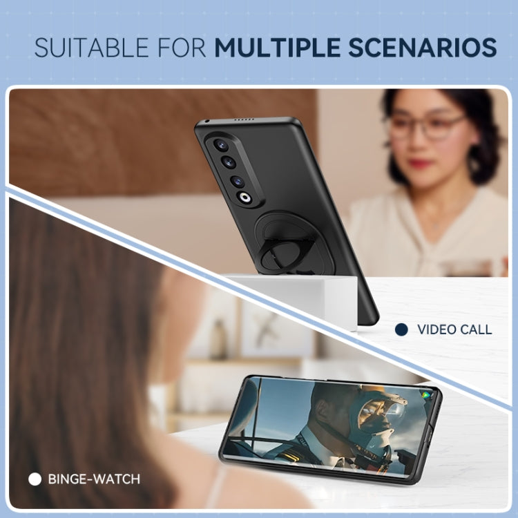 For Honor 90 Pro Magsafe Hidden Fold Holder Full Coverage Shockproof Phone Case(Black)