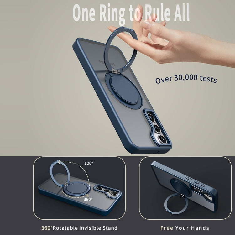 For Samsung Galaxy S24 5G 360-degree Rotating MagSafe Magnetic Holder Phone Case(Navy Blue)