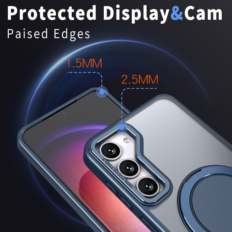 For Samsung Galaxy S24 5G 360-degree Rotating MagSafe Magnetic Holder Phone Case(Navy Blue)