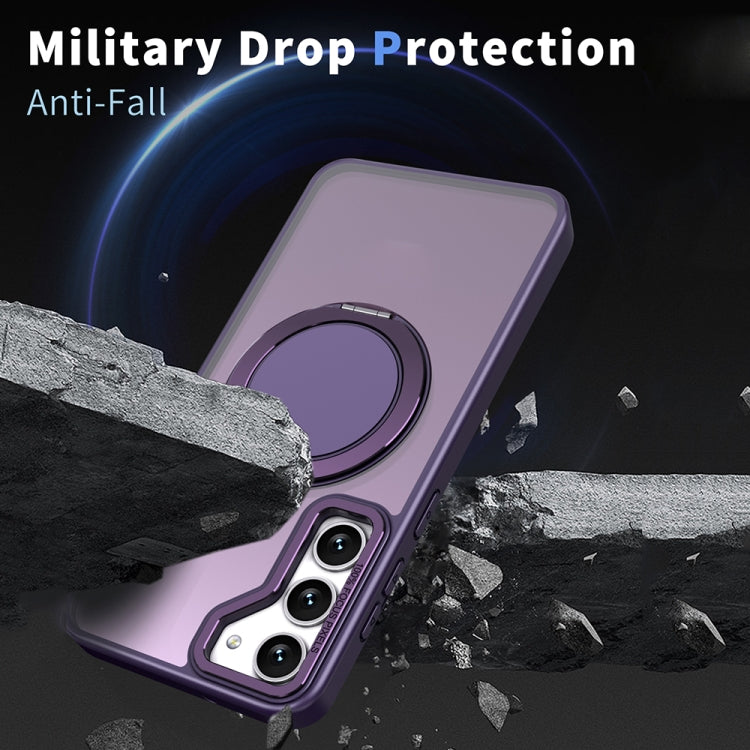 For Samsung Galaxy S24 5G 360-degree Rotating MagSafe Magnetic Holder Phone Case(Purple)