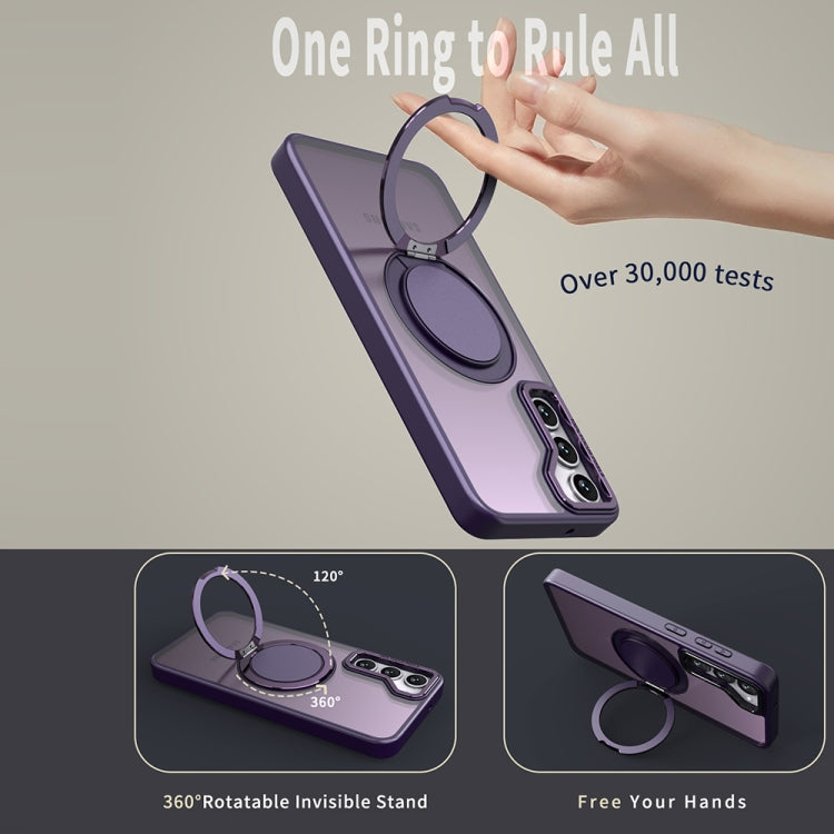 For Samsung Galaxy S24 5G 360-degree Rotating MagSafe Magnetic Holder Phone Case(Purple)