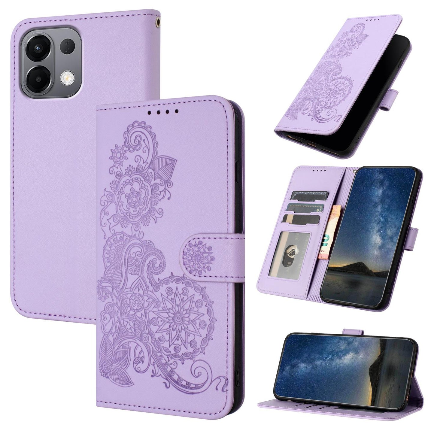 For OPPO K13 5G Datura Flower Embossed Flip Leather Phone Case(Purple)