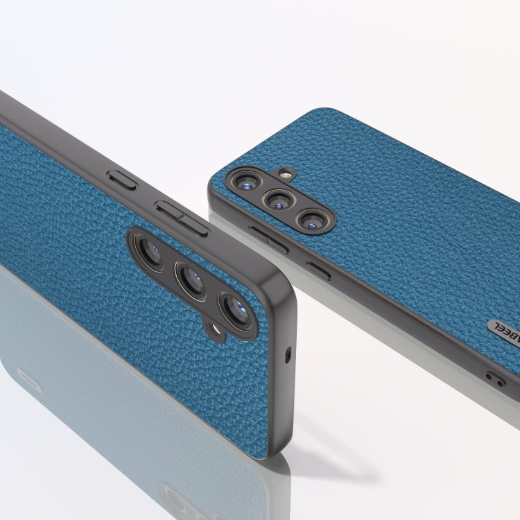 For Samsung Galaxy S24 5G ABEEL Genuine Leather Litchi Texture Phone Case(Blue)