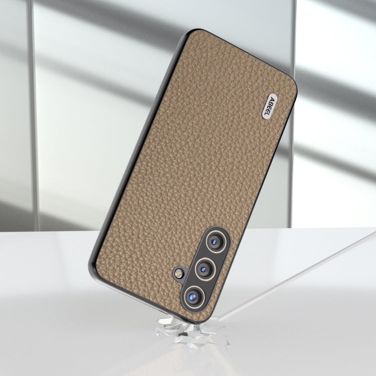 For Samsung Galaxy S24 5G ABEEL Genuine Leather Litchi Texture Phone Case(Grey)