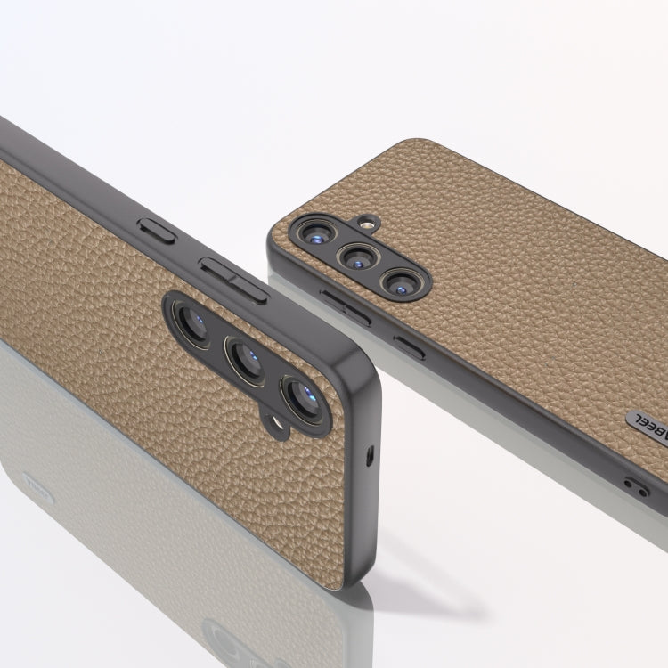 For Samsung Galaxy S24 5G ABEEL Genuine Leather Litchi Texture Phone Case(Grey)