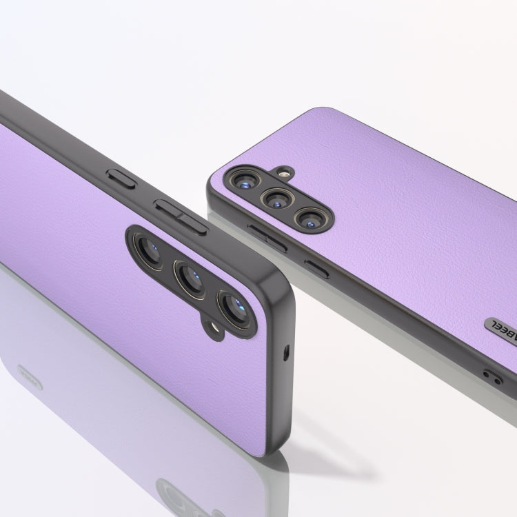 For Samsung Galaxy S24 5G ABEEL Ecological Leather Shockproof PU Phone Case(Purple)