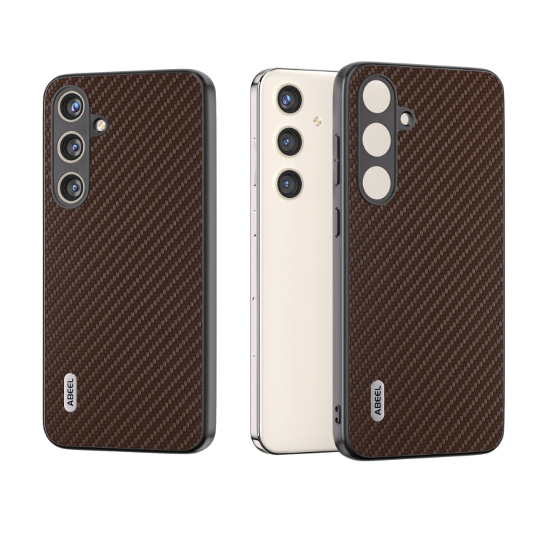 For Samsung Galaxy S24 5G ABEEL Carbon Fiber Texture Protective Phone Case(Dark Brown)