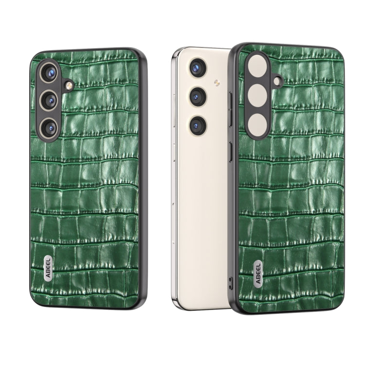 For Samsung Galaxy S24 5G ABEEL Crocodile Texture Genuine Leather Phone Case(Green)
