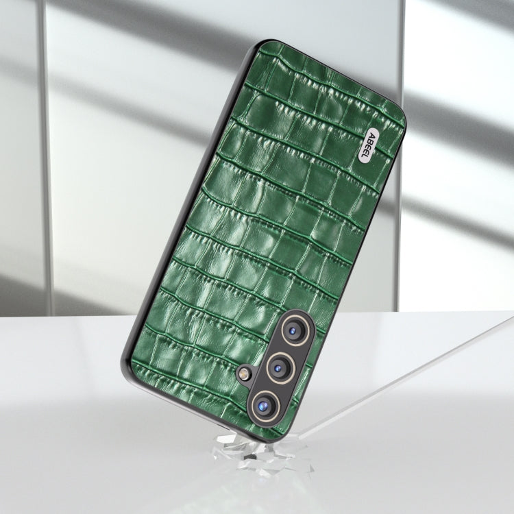 For Samsung Galaxy S24 5G ABEEL Crocodile Texture Genuine Leather Phone Case(Green)