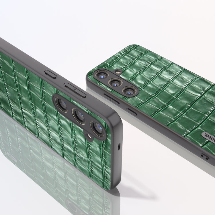 For Samsung Galaxy S24 5G ABEEL Crocodile Texture Genuine Leather Phone Case(Green)