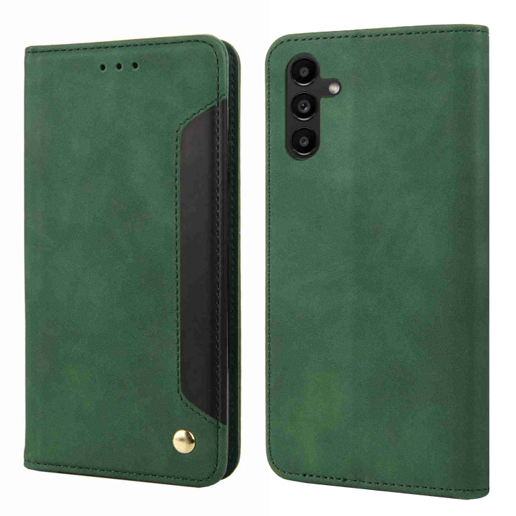 For Samsung Galaxy S24 5G Skin Feel Splicing Leather Phone Case(Green)