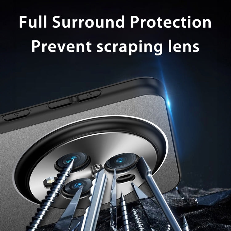 For Honor Magic6 Pro Frosted Metal Hybrid TPU Holder Phone Case(Black)