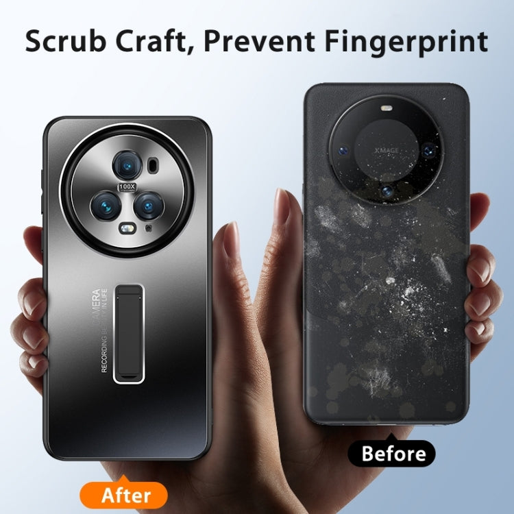 For Honor Magic5 Frosted Metal Hybrid TPU Holder Phone Case(Silver)