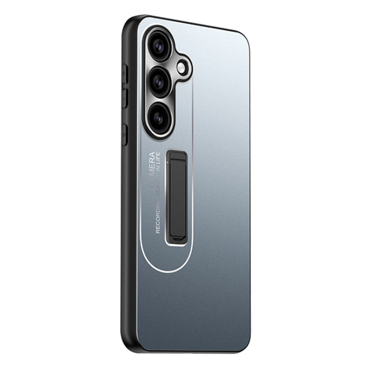 For Samsung Galaxy S24 5G Frosted Metal Hybrid TPU Holder Phone Case(Blue)