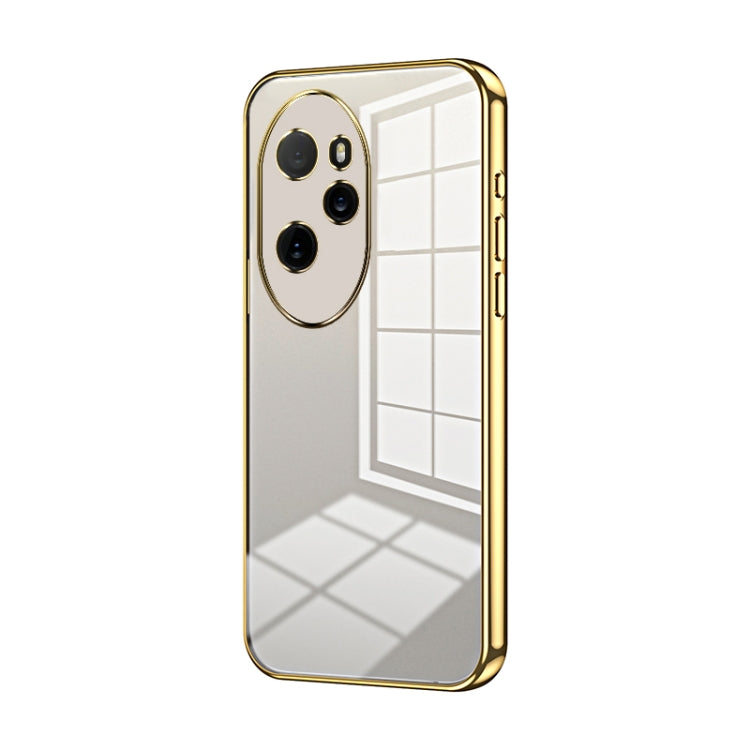 For Honor 100 Pro Transparent Plating Fine Hole Phone Case(Gold)