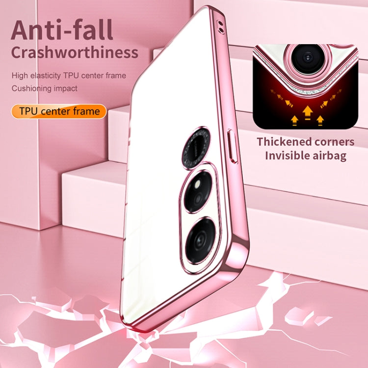 For Honor Play 40 Transparent Plating Fine Hole Phone Case(Pink)