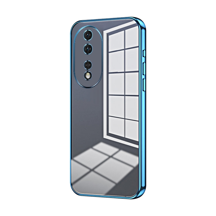 For Honor 80 Transparent Plating Fine Hole Phone Case(Blue)