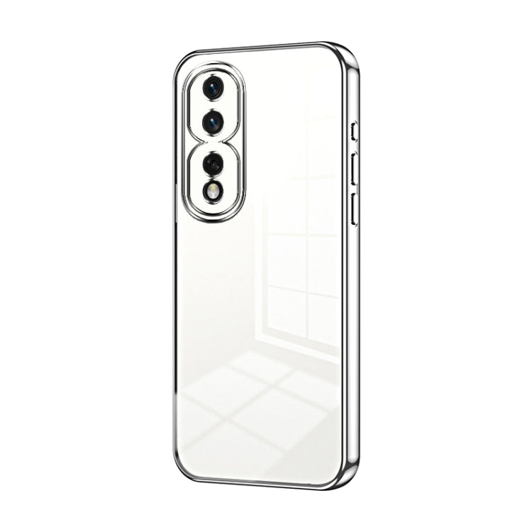 For Honor 80 Pro Transparent Plating Fine Hole Phone Case(Silver)