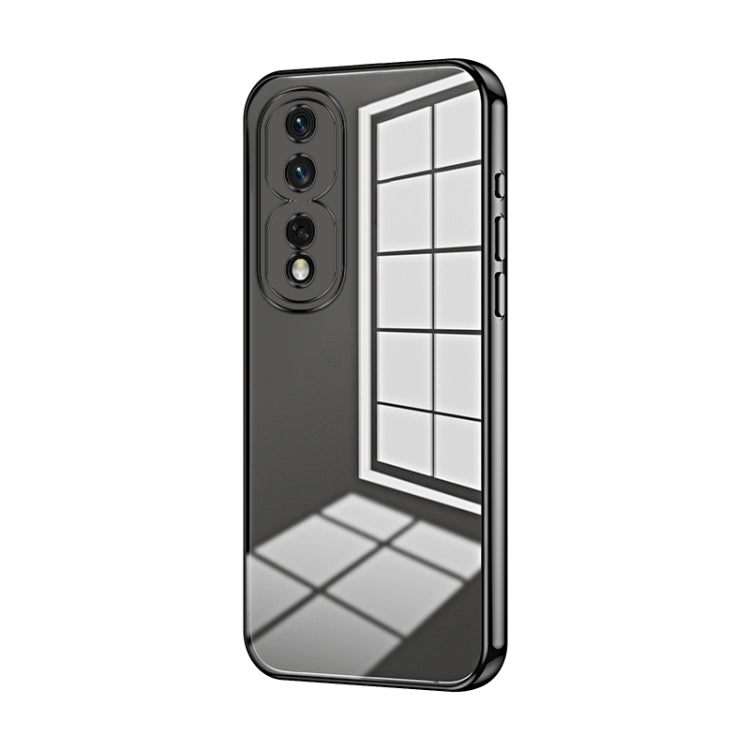 For Honor 80 Pro Transparent Plating Fine Hole Phone Case(Black)