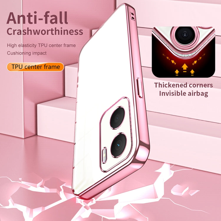 For Honor Play 40 Plus Transparent Plating Fine Hole Phone Case(Pink)
