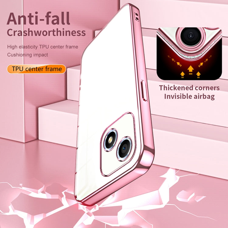 For Honor Play 30 Transparent Plating Fine Hole Phone Case(Pink)
