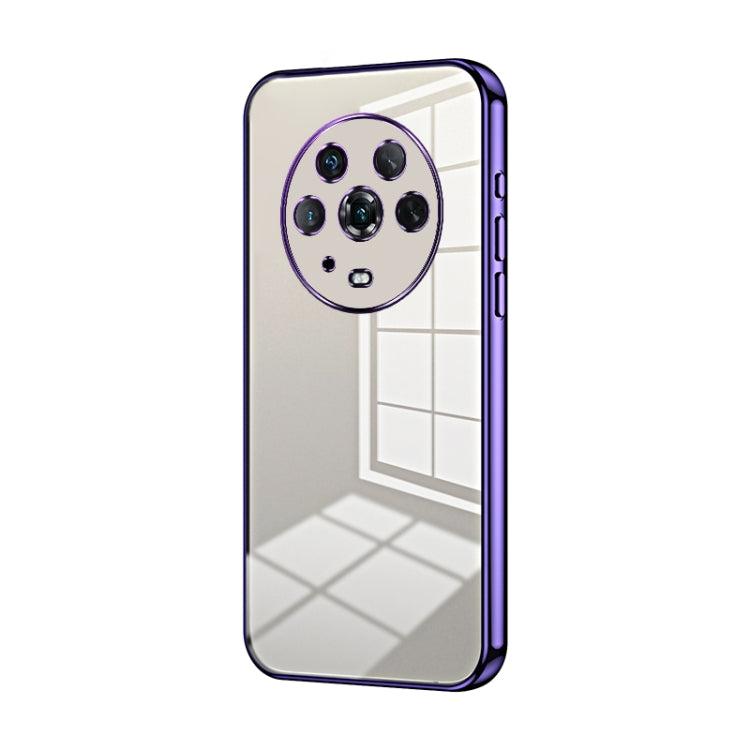 For Honor Magic4 Transparent Plating Fine Hole Phone Case(Purple)