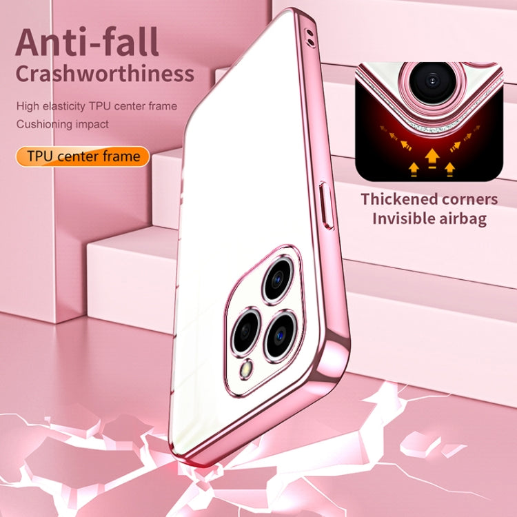 For Honor 60 SE Transparent Plating Fine Hole Phone Case(Pink)