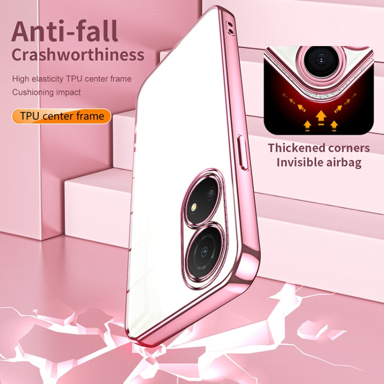 For Honor Play 30 Plus Transparent Plating Fine Hole Phone Case(Pink)