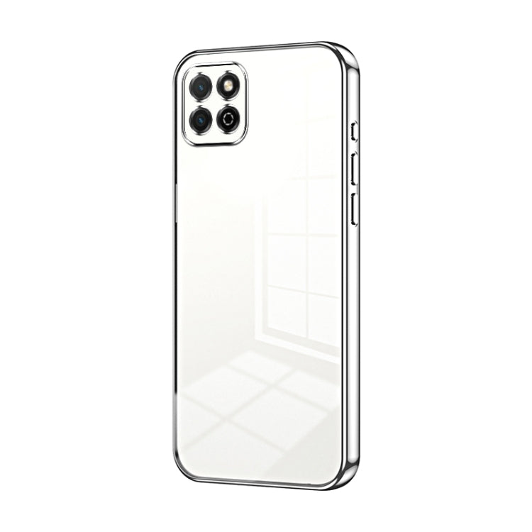 For Honor Play 20 4G Transparent Plating Fine Hole Phone Case(Silver)