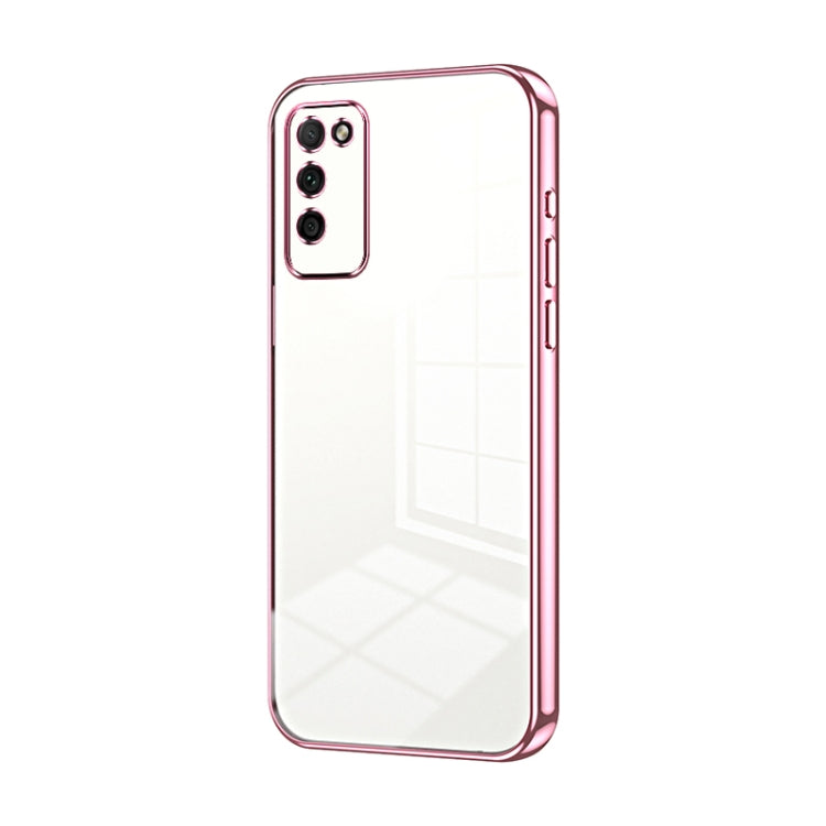 For Honor 30 Youth Transparent Plating Fine Hole Phone Case(Pink)