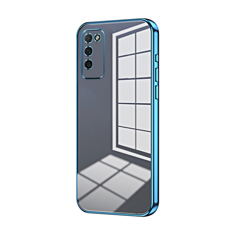 For Honor 30 Youth Transparent Plating Fine Hole Phone Case(Blue)