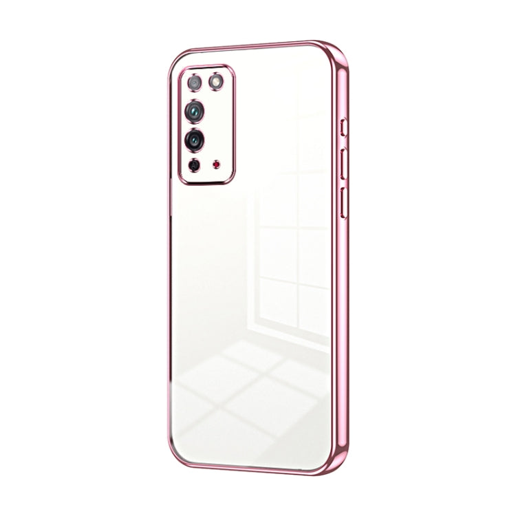 For Honor X10 Transparent Plating Fine Hole Phone Case(Pink)