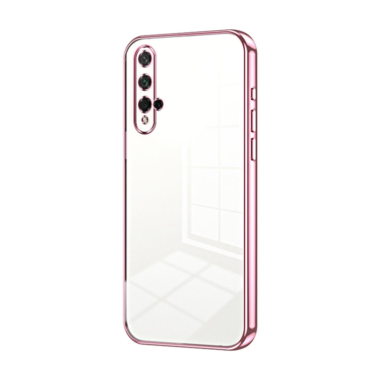For Honor 20 / 20S / nova 5T Transparent Plating Fine Hole Phone Case(Pink)