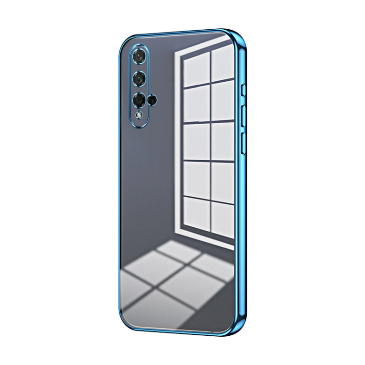 For Honor 20 / 20S / nova 5T Transparent Plating Fine Hole Phone Case(Blue)