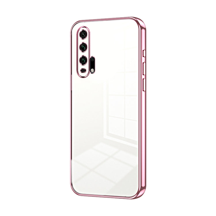 For Honor 20 Pro Transparent Plating Fine Hole Phone Case(Pink)