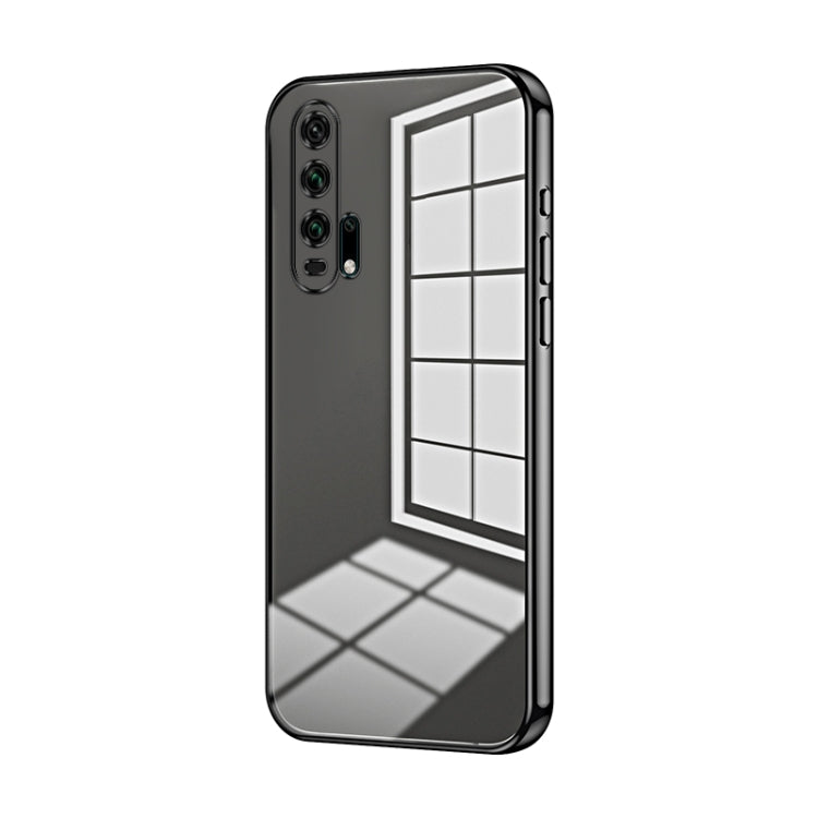 For Honor 20 Pro Transparent Plating Fine Hole Phone Case(Black)