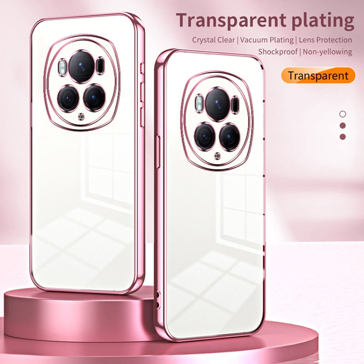 For Honor Magic6 Pro Transparent Plating Fine Hole Phone Case(Pink)