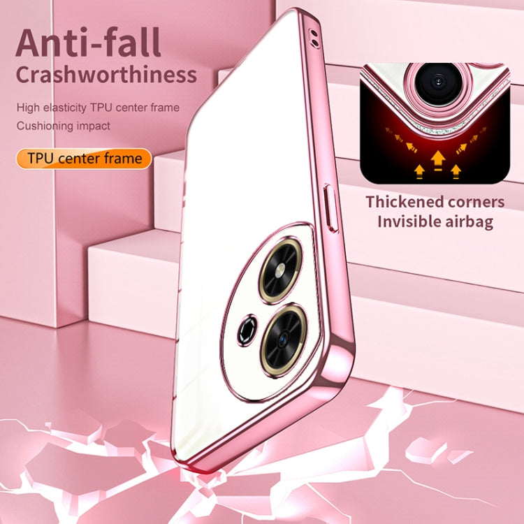 For Honor Play 50 Transparent Plating Fine Hole Phone Case(Pink)