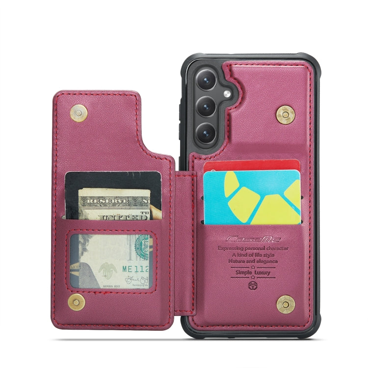 For Samsung Galaxy S24 5G CaseMe C22 PC+TPU Business Style RFID Anti-theft Leather Phone Case(Wine Red)
