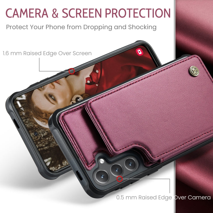 For Samsung Galaxy S24 5G CaseMe C22 PC+TPU Business Style RFID Anti-theft Leather Phone Case(Wine Red)