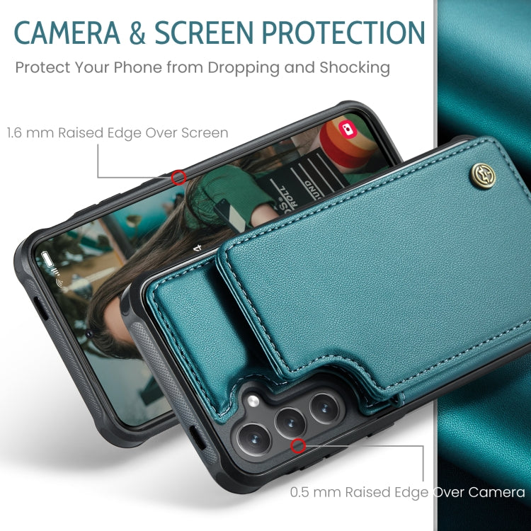 For Samsung Galaxy S24 5G CaseMe C22 PC+TPU Business Style RFID Anti-theft Leather Phone Case(Blue Green)