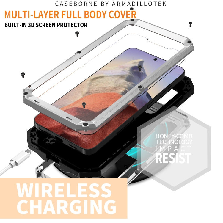 For Samsung Galaxy S24 5G R-JUST Sliding Camera Life Waterproof Holder Phone Case(Silver)