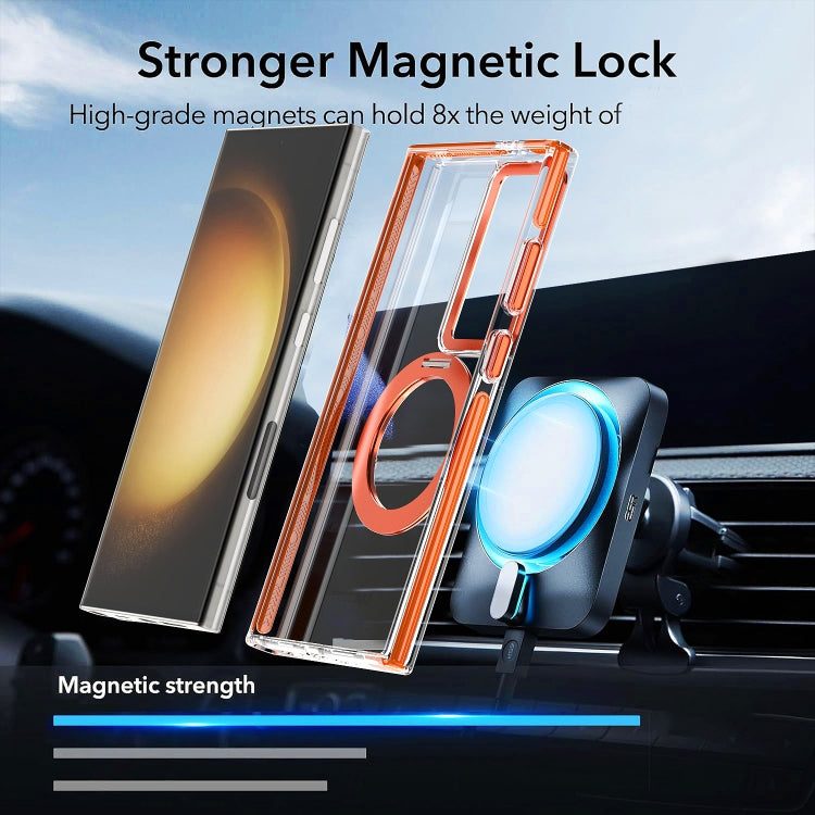 For Samsung Galaxy S24 5G Magnetic 360 Degree Rotating Holder Phone Case(Orange)