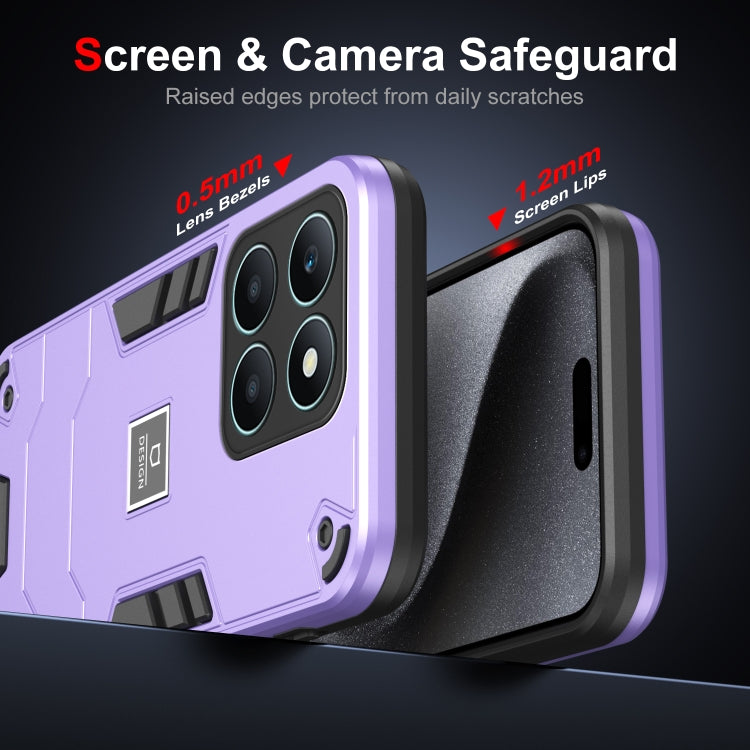 For Honor X6a 2 in 1 Shockproof Phone Case(Purple)