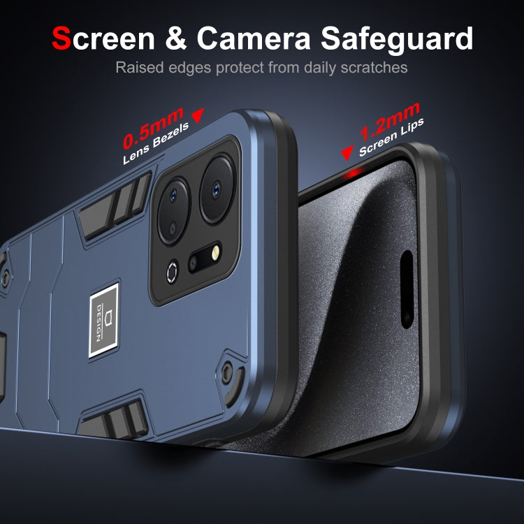 For Honor X7a 2 in 1 Shockproof Phone Case(Blue)